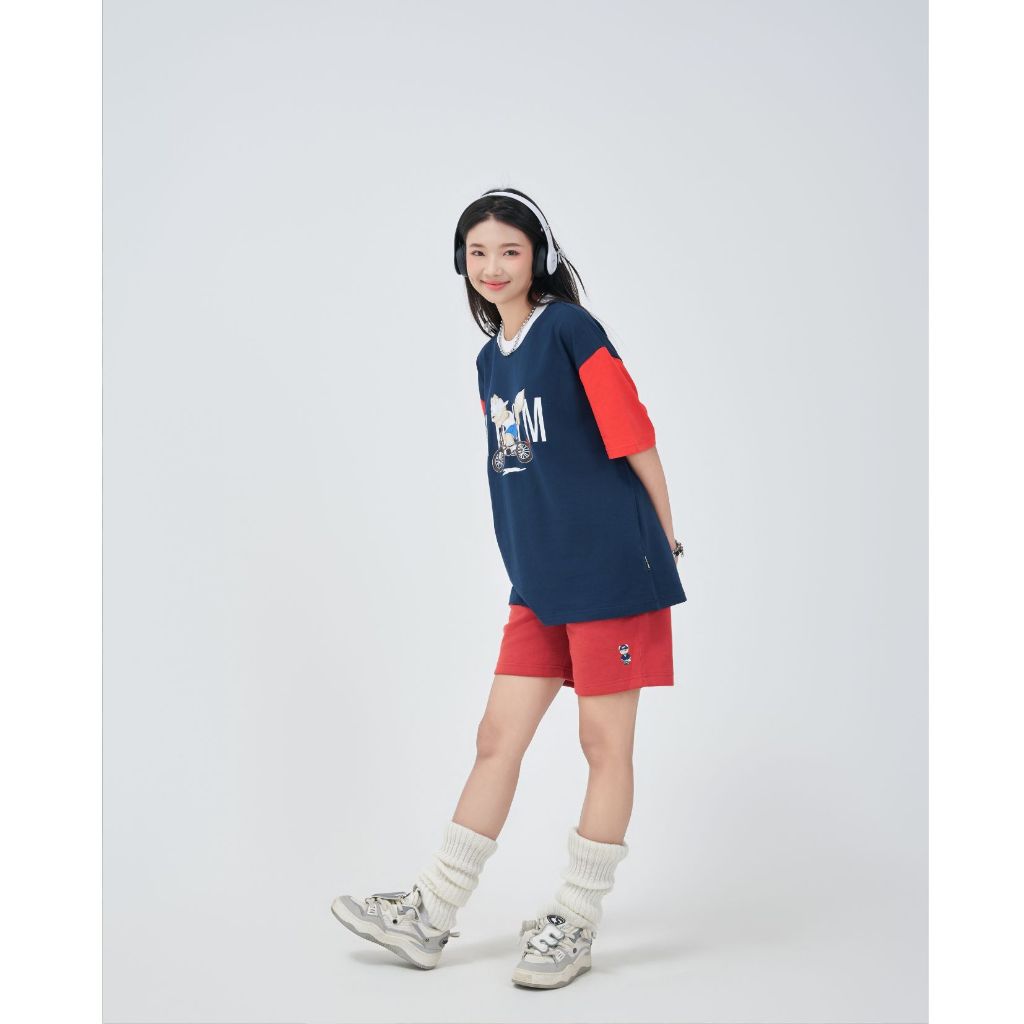 Quần Short Unisex NOAM Original Fox Vải nỉ mềm mịn - Màu Be/ Đỏ/ Xanh navy