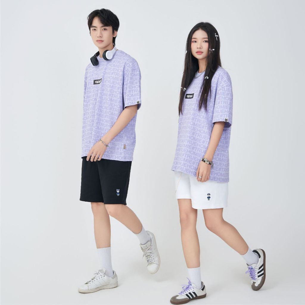 Quần Short Unisex NOAM Original Fox Vải nỉ chân cua - Màu Đen/ Trắng/ Xám