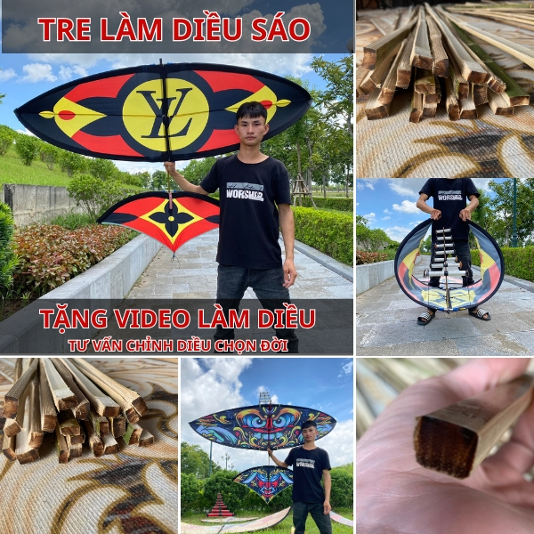 Tre làm khung diều 3m lắp ghép khung tre làm diều sáo 1m2 1m7 2m5 3m50 làm diều sáo đại trà cánh cốc
