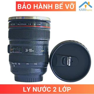 Ly giữ nhiệt inox uống nước cà phê có nắp hình ống kính máy ảnh 400ml mã 22017