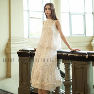 Set áo sát nách hoa nhí cam NGADO , set đồ nữ