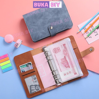 Set sổ chi tiêu da lộn sổ tiết kiệm quản lý thu chi 12 ngăn túi zip và nhãn dãn chi tiêu