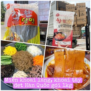Miến khoai tây dẹt, miếng khoai lang Hàn Quốc Good Dangmyun Nongwoo sợi dai không bở gói to 1KG