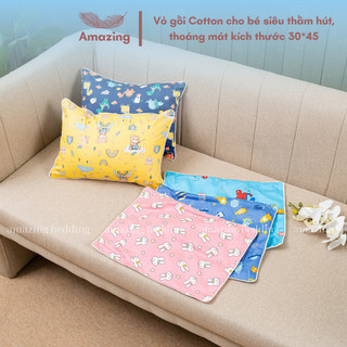 Vỏ (áo) gối Cotton 100% thoáng mát, thấm hút tốt dùng thay thế cho bé size 30-45cm