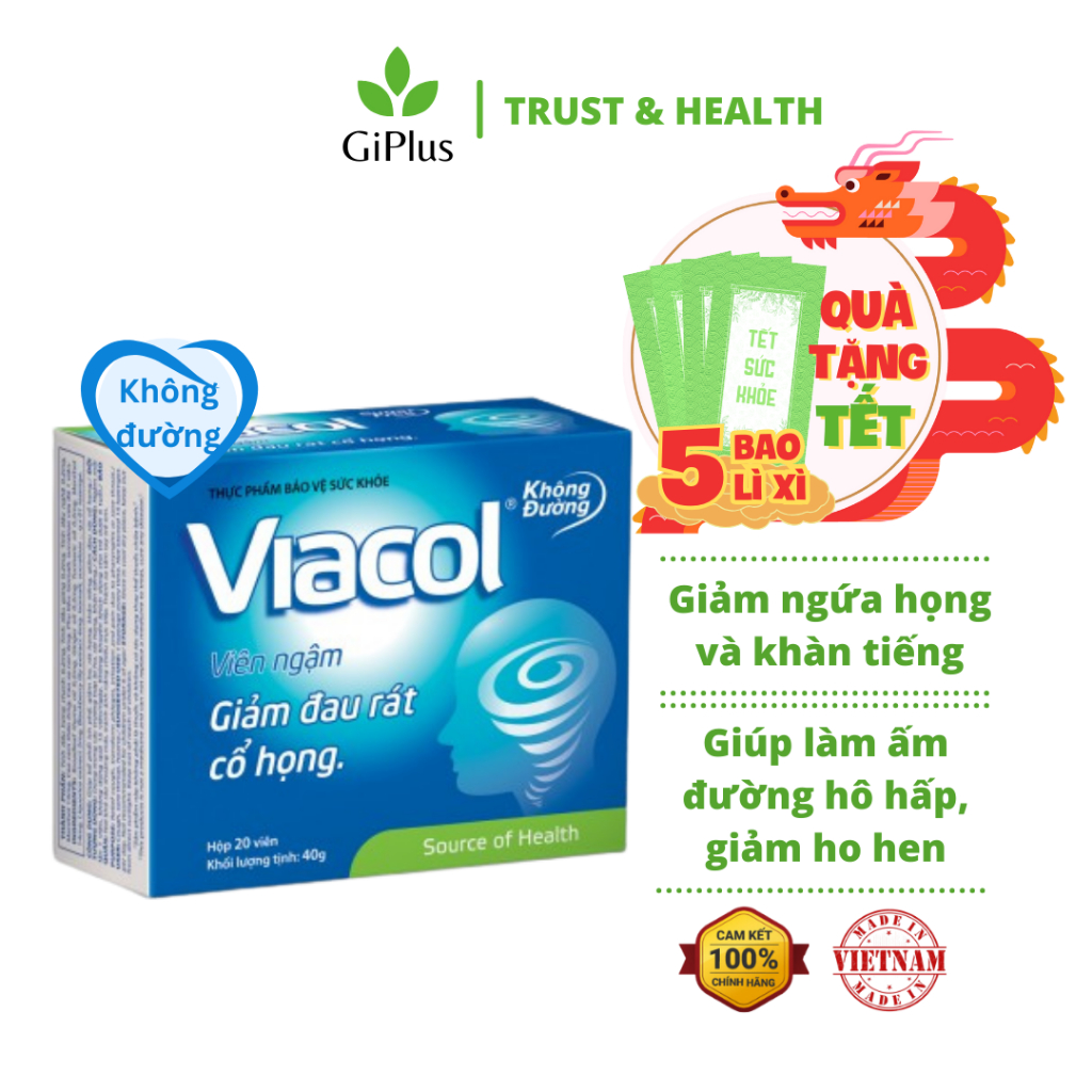 Kẹo Ngậm Thảo Mộc Không Đường Hỗ Trợ Giảm Ho, Đau Rát Họng Và Khàn Tiếng Viacol