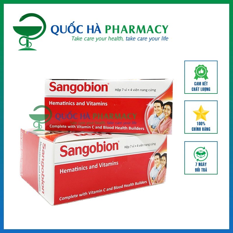Sango bion giảm thiếu máu do thiếu sắt, bổ sung axit folic (7 vỉ x 4 viên) - Quốc Hà Pharmacy