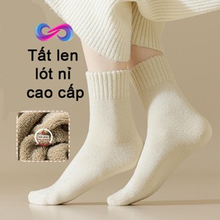 Tất len lót nỉ cao cổ, tất trơn nam nữ cổ cao giữ nhiệt chất vải cao cấp êm ái mềm mại shop L8C