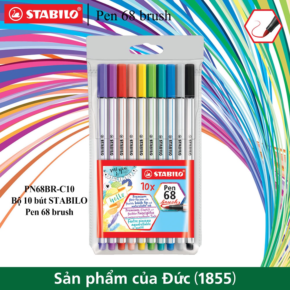 Bộ 10 bút lông màu STABILO Pen 68 brush