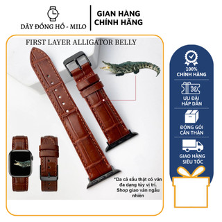 Dây đồng hồ thông minh da cá sấu thật cao cấp khóa cài size 6,8,10,12,13,14,15,16,17,18,19,20,21,22,24,26,28,30