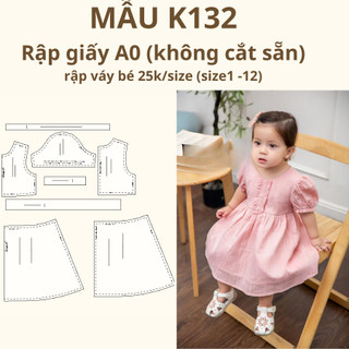 Rập giấy a0 váy bé k132