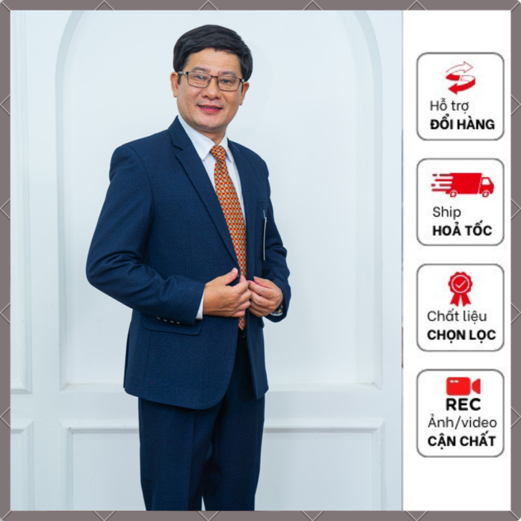 Bộ Vest Nam Trung Niên, Com lê Trung Tuổi Cao Cấp Hồng Ngọc