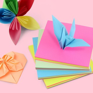 Giấy gấp Origami tập 100 tờ, giấy thủ công gấp hạc, hoa nhiều kích thước