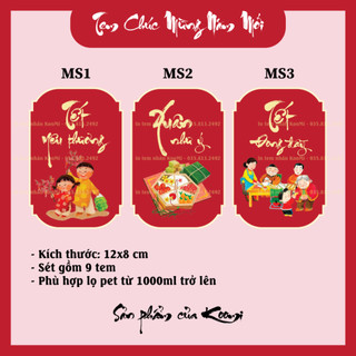 [ SẴN ] Tem Dán Tết Tết Cổ Truyền Sang Trọng, Tem Dán Chúc Mừng Năm Mới - Decal Chống Nước, Cắt Sẵn, Sẵn Keo Dán
