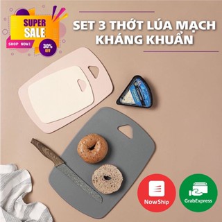 Combo 3 thớt nhựa kháng khuẩn, thớt nhựa lúa mạch cao cấp chống nấm mốc an toàn