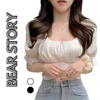 ÁO CROPTOP KIỂU NỮ VOAN TAY NGẮN CỘT NƠ LƯNG SIÊU XINH- AK0042 | bear.story