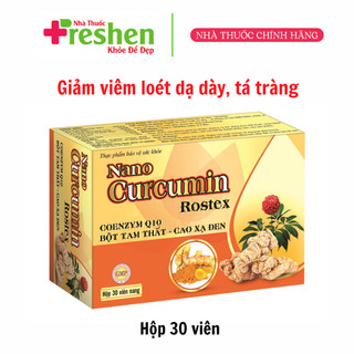 Viên tinh nghệ Nano Curcumin Gold Rostex Tam Thất Xạ Đen giảm viêm loét dạ dày, tá tràng, ung bướu - Hộp 30 viên