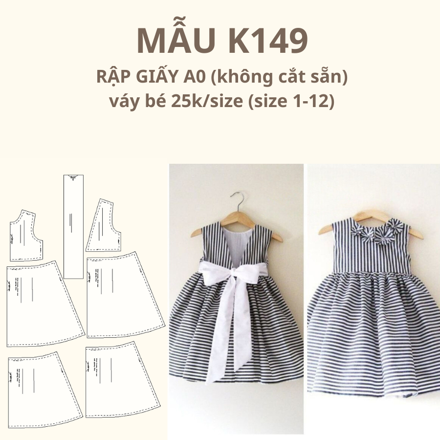 RẬP GIẤY A0 VÁY BÉ K149 (SP LÀ GIẤY KHÔNG PHẢI QUẦN ÁO)