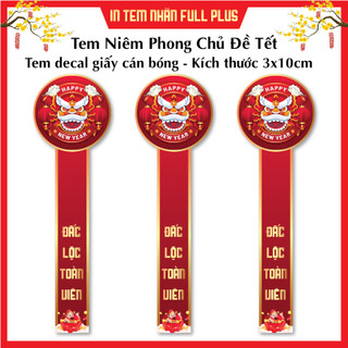 Tem dán niêm phong TẾT, Tem dán Tết kích thước 3x10cm