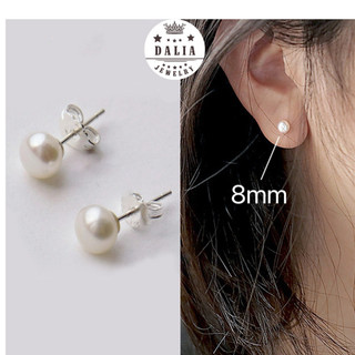 Bông tai bạc nữ ngọc trai nhân tạo chốt xỏ DaLiA Jewelry khuyên tai bạc nữ ngọc trai sang trọng đi tiệc