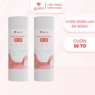 Khăn cuộn lau đa năng Gumi, 50 khăn size 25x25cm cuộn khăn giấy lau bếp, lau kính, lau chén bát, lau tay