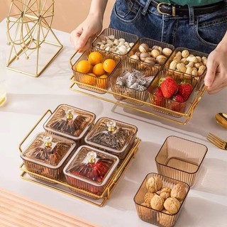 Set 6 khay đựng mứt, bánh kẹo tết chất liệu nhựa không độc hại. hiện đại dễ vệ sinh, hũ đựng đa năng đựng đồ Tết 2024