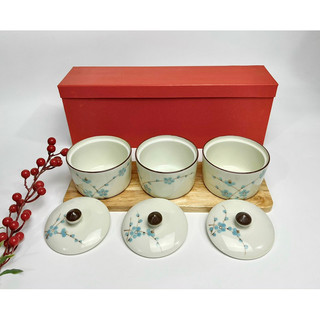 Bộ khay mứt tết hoa mai xanh