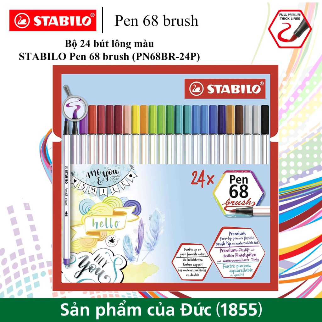 Bộ 24 bút lông màu STABILO Pen 68 brush
