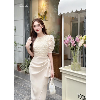 [DTB] Đầm phối ren ngực bèo hông