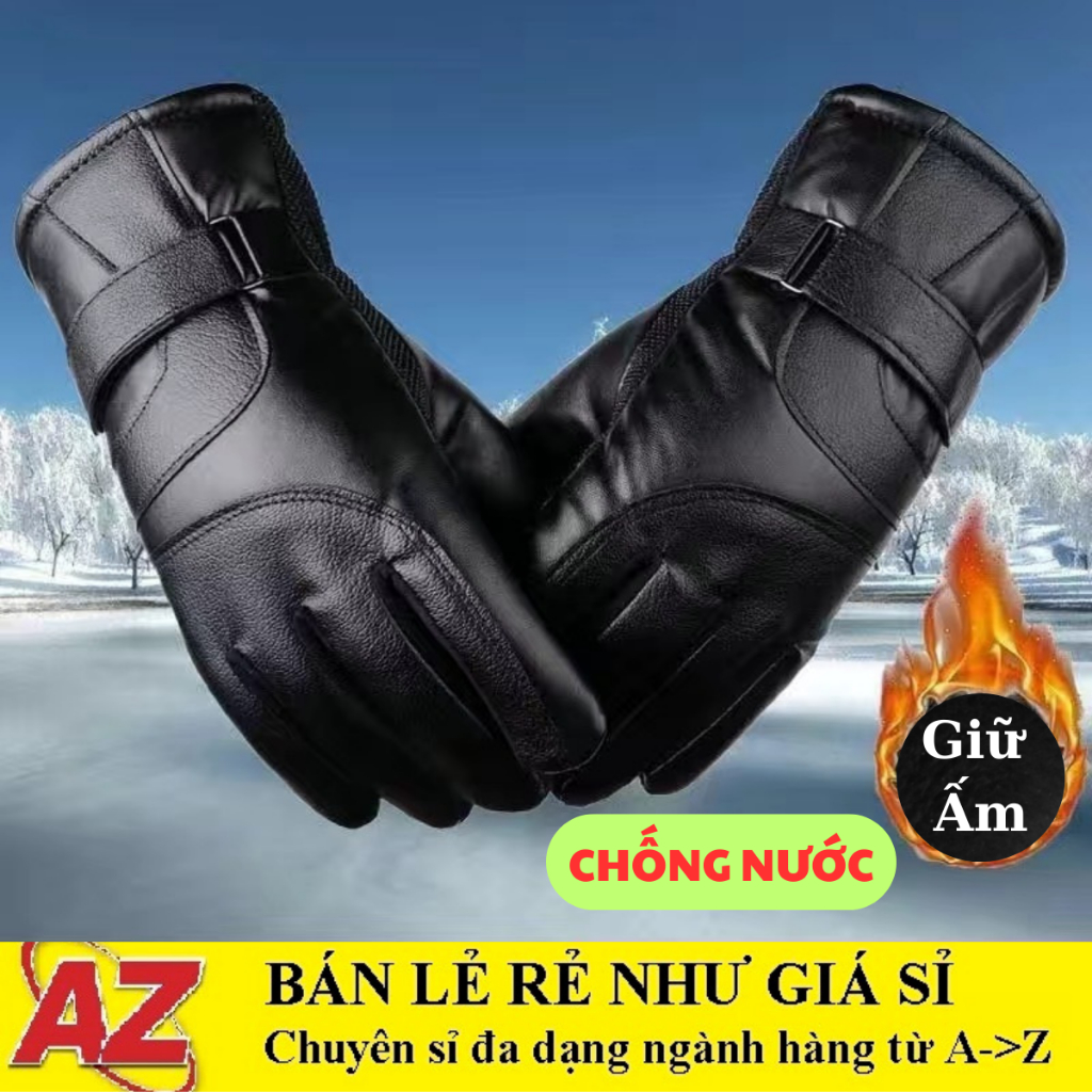 Găng Tay Da Có Lót Nhung, Chống Nước, Giữ Ấm Cao Cấp