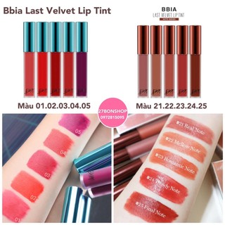 Son Kem Lì Bbia Last Velvet Lip Tint Ver1+5
