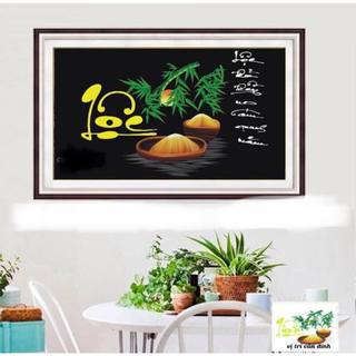 Tranh đính đá chữ Lộc - kích thước: 72x51cm