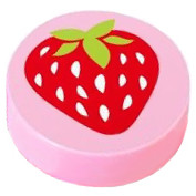 Đồ Chơi Lắp Ráp Tile, Round 1 x 1 with Strawberry Pattern