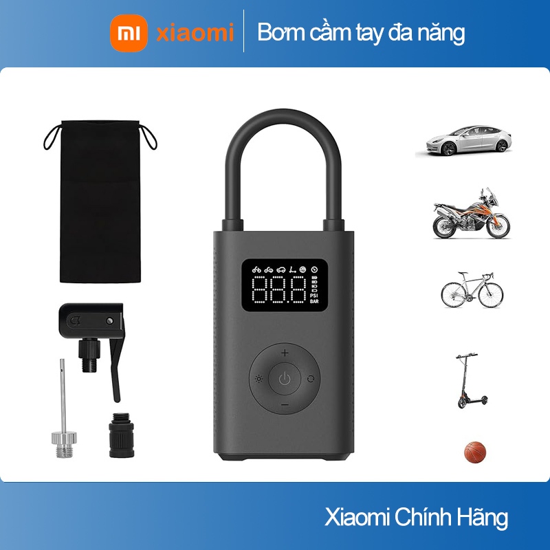 Bơm điện cầm tay đa năng Xiaomi,máy bơm lốp 150 PSI cho ô tô, và bóng,với khả năng phát hiện áp suất kỹ thuật số