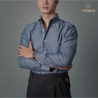 Áo sơ mi cổ button down nam WEMAN cao cấp, chất liệu cotton thấm hút mồ hôi, hạn chế nhăn WMA2404