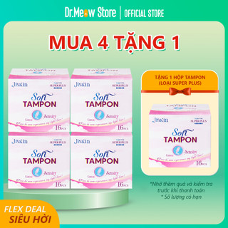  Combo 4 hộp tampon Jiskin 16 cây - siêu thấm hút - không rò rỉ