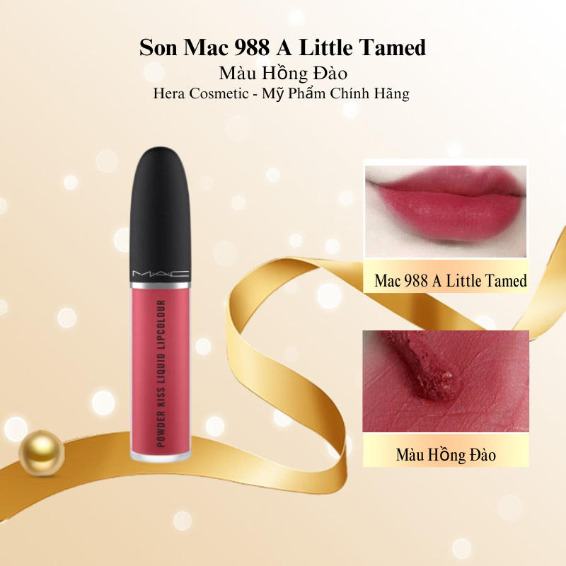 Son Mac Powder Kiss Liquid Lipcolour Màu 988 A Little Tamed -Son Lỳ Dạng Kem Mịn Mượt Như Nhung, Bền Màu, Độ Che Phủ Tốt