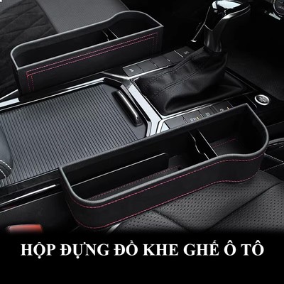 Khay đựng đồ đa năng ô tô MYT Hộp đựng đa năng để đồ gắn khe ghế trước ô tô xe hơi chất liệu nhựa ABS và da PU