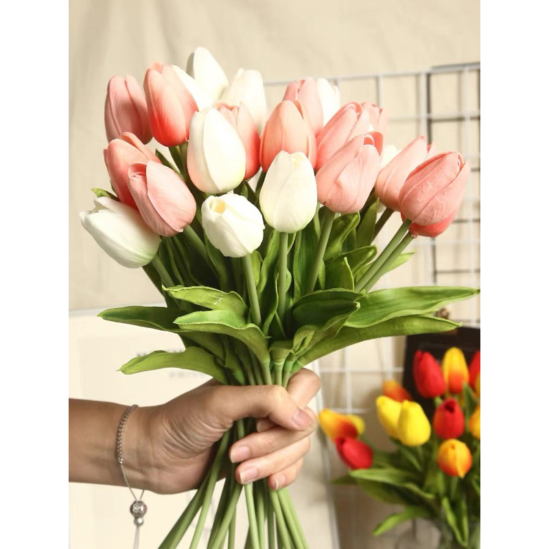 Sét 10 cành hoa tulip thơm chọn màu decor trang trí lọ hoa để bàn tết quà tặng 8/3 - 20/10 - 20/11 Cao Su Non Cao Cấp