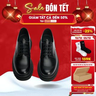 Giày chunky derby da cột dây thời trang WIND STORE da lì chống nhăn đế chunky thời trang