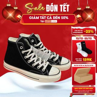 Giày 𝐂𝐎𝐍𝐕𝐄𝐑𝐒𝐄 1970s [🌸FULL BOX+BILL] 𝐂𝐎𝐍𝐕𝐄𝐑𝐒𝐄 Cổ Cao/Thấp , Giày CV Đen Trắng, Mũi bóng, lót xanh