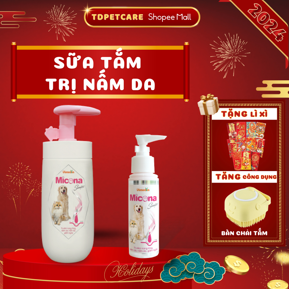 Lọ Sữa Tắm Nấm Cho Chó Mèo Micona Shampoo - Sữa Tắm Micona Cho Chó  Dành Cho Thú Cưng