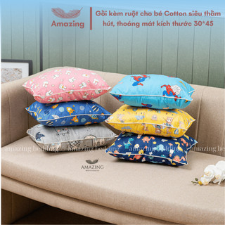 Gối cotton 100% cho bé thấm hút mồ hôi tốt size 30-45cm