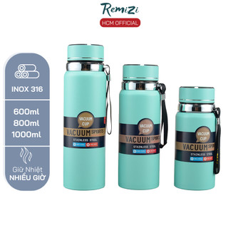 Bình Giữ Nhiệt REMIZI dung tích 600ml - 1000ml, Bình Đựng Nước Inox 316  Giữ Nóng Lạnh 6- 12 Tiếng