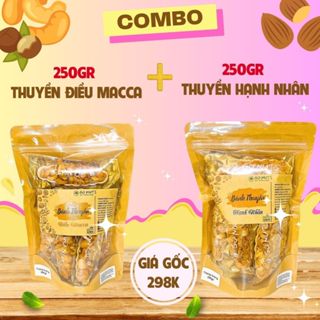 Combo C1: 1 Thuyền Điều Macca 250g + 1 Thuyền Hạnh Nhân 250g GO NUTS Bánh ăn kiêng không đường