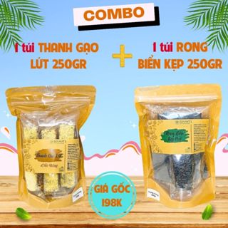 Combo B1: Thanh gạo lứt túi 250g + Rong biển kẹp hạt túi 250g GO NUTS Bánh ăn kiêng hỗ trợ giảm cân không đường