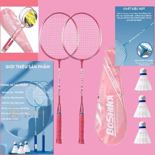 Bộ vợt cầu lông giá rẻ tặng bao, túi đựng, có vượt đánh đơn, màu hồng theo cặp, căng-nhẹ cho nữ, cho bé chính hãng