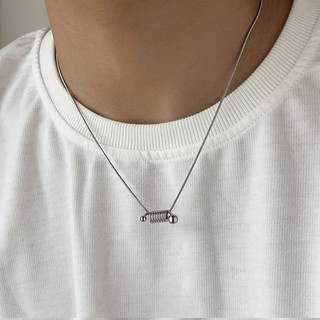 Vòng cổ dây chuyền nam nữ phối mặt lò xo cách điệu thép không rỉ 316L