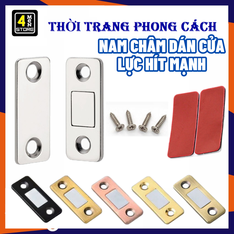Nam Châm Gắn Cửa Lực Hút Cực Mạnh Tự Động Hít Chặn - Bộ Nam Châm Dán Chốt Tủ Quần Áo, Ngăn Kéo, Tủ B