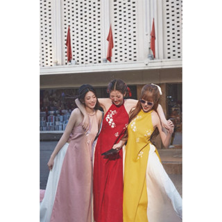  ÁO DÀI YẾM THÊU HOA NỔI KÈM CHÂN VÁY XOÈ MIDI  💯 Make By MyTra  Cam Kết Hoàn Tiền 100% Nếu Khác Hình  