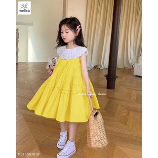 Đầm cổ bèo melisa 2 màu vàng, đỏ
